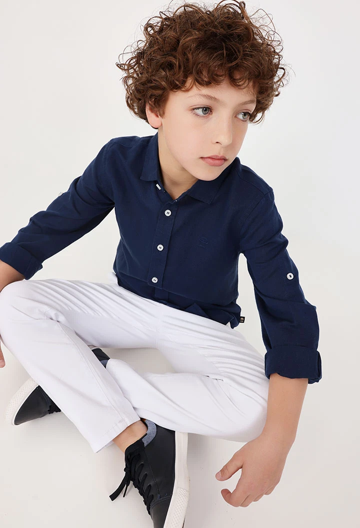 White satin trousers for boys