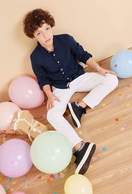 White satin trousers for boys