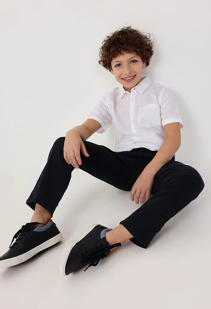 Boy\'s satin trousers in navy blue