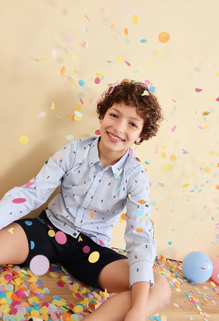Satin shorts for boys in navy blue