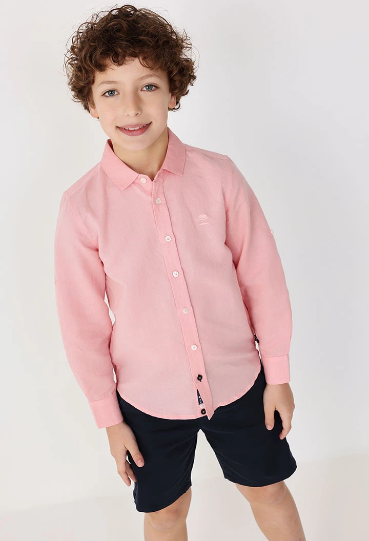 Bermuda in raso per bambino di colore blu marino