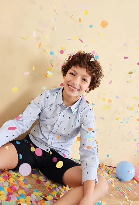 Satin shorts for boys in navy blue