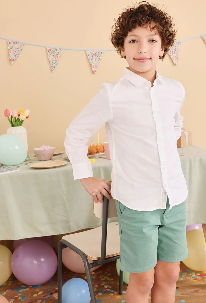 Boys satin Bermuda shorts in green