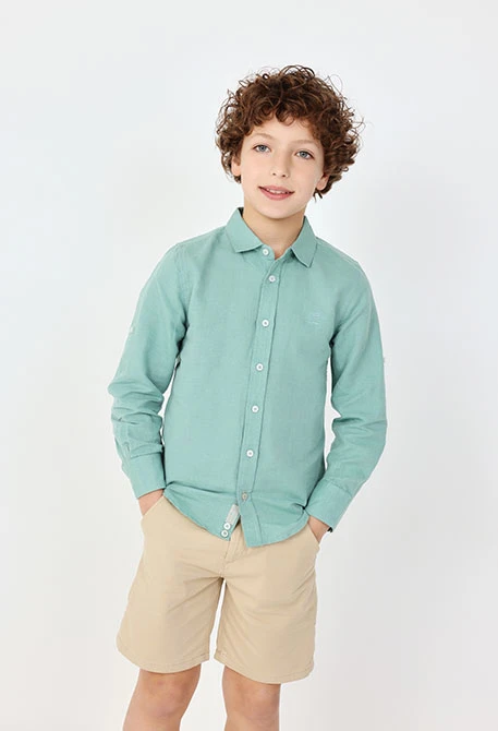 Boy's satin shorts in beige