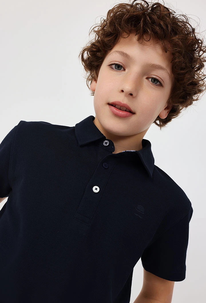 Children\'s navy blue piqué polo shirt
