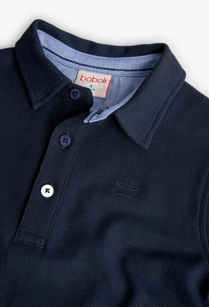 Polo piqué per bambino in colore blu navy