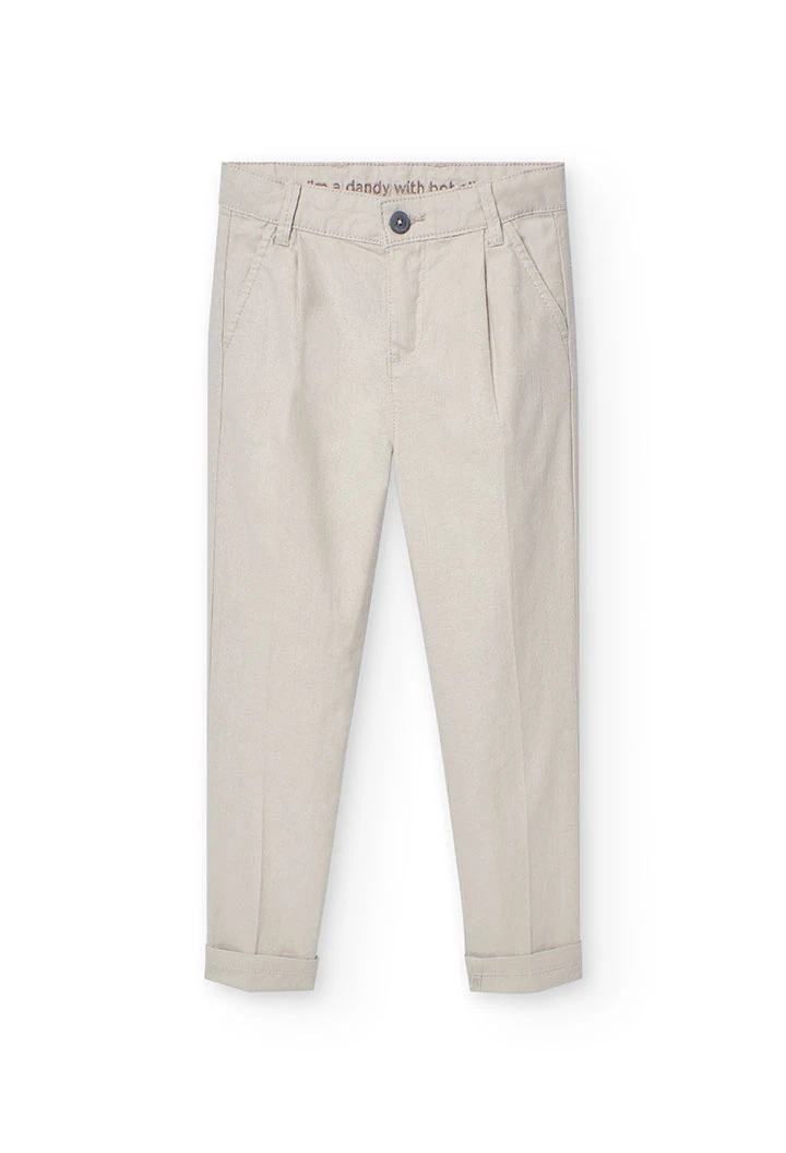 Linen trousers for boys in beige colour