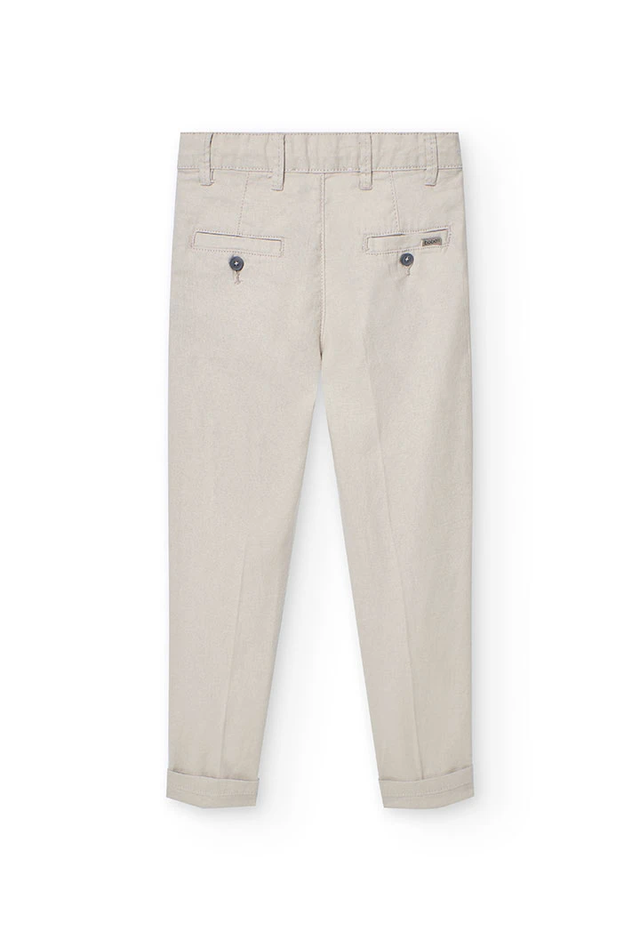 Linen trousers for boys in beige colour