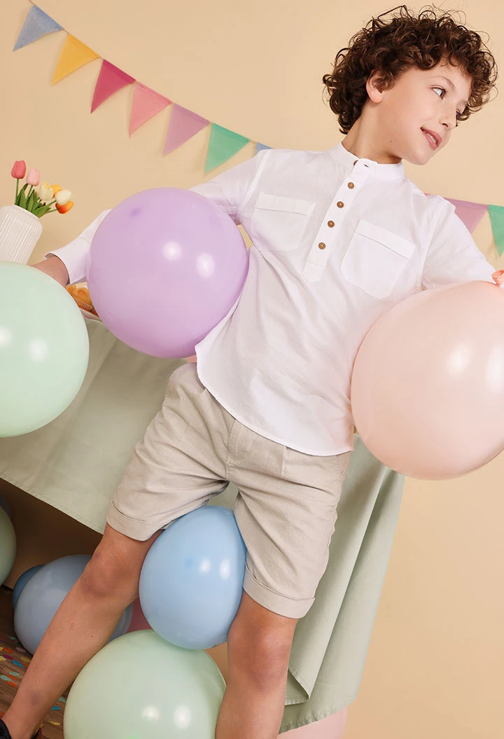 Linen shorts for boy in beige colour