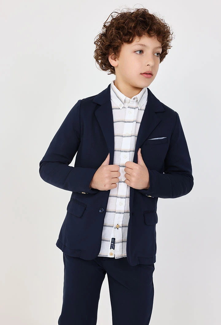 Blazer en maille pour enfant de couleur bleu marine