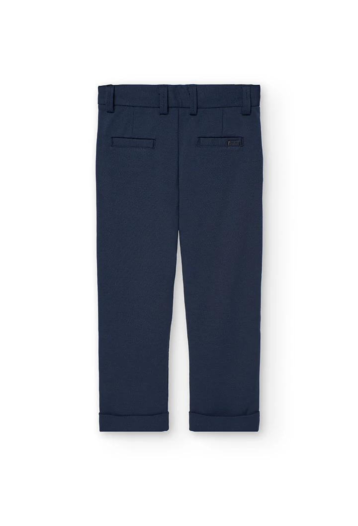 Knit trousers for boys in navy blue.