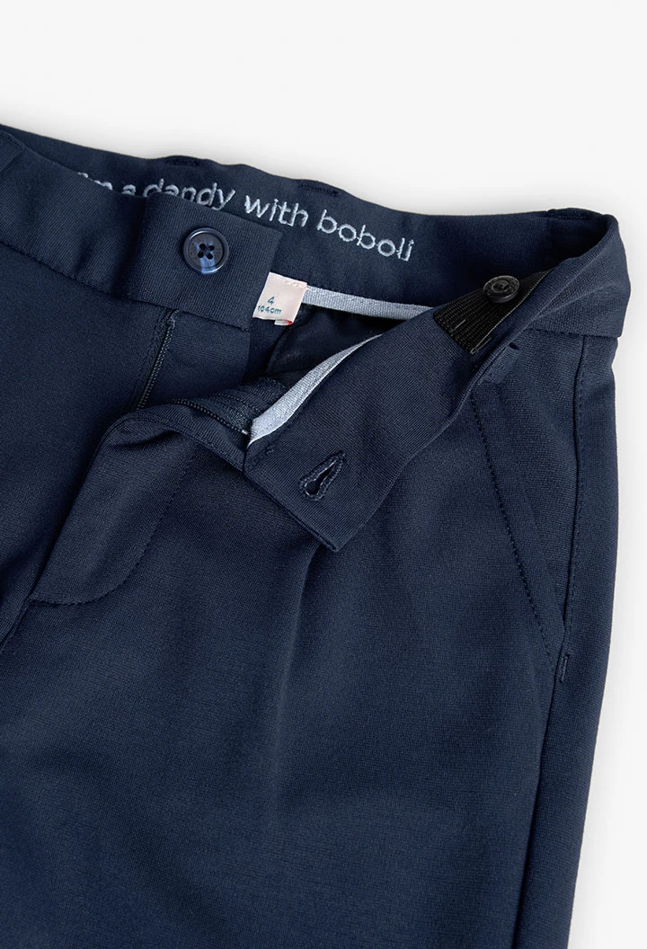 Knit trousers for boys in navy blue.