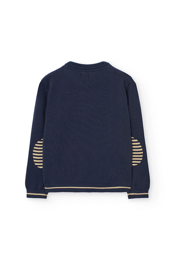 Knitted jumper for boys in navy blue.