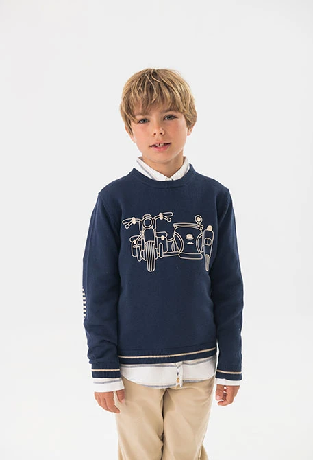 Maglione in maglia per bambino di colore blu marino