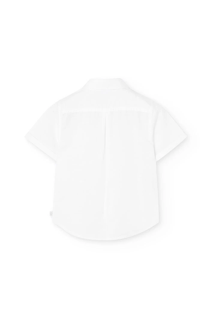 Camicia corta di lino per bambino in colore bianco
