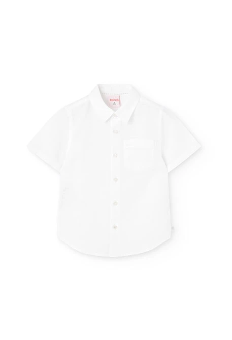 Camicia corta di lino per bambino in colore bianco