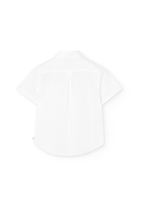 Chemise courte en lin pour garçon de couleur blanche