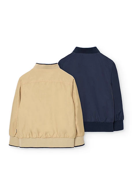 Jaqueta reversible per a nen en color blau marí i beix