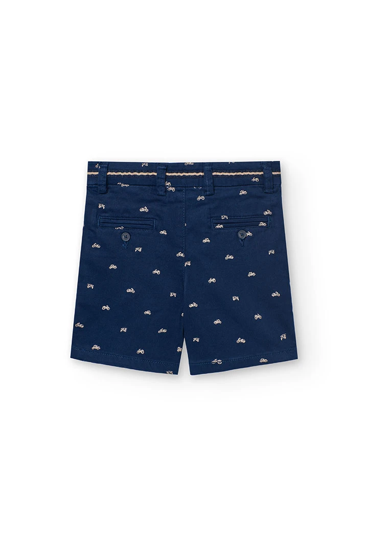 Bermudas de cetim infantil com estampado de mota em azul