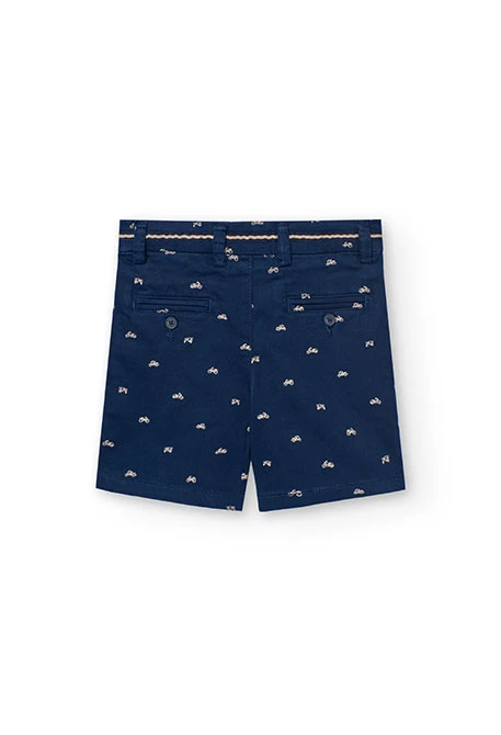 Bermuda en satin pour enfant avec motif de moto en bleu