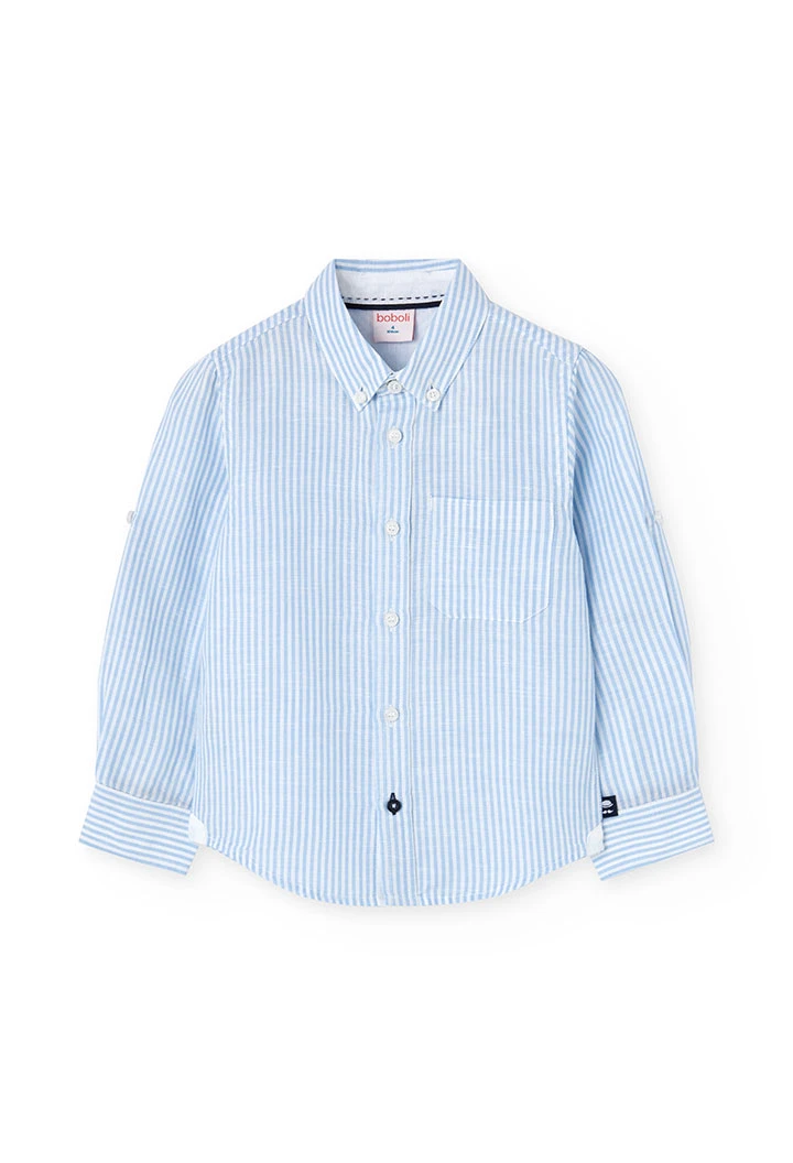 Chemise en popeline pour garçon de couleur bleue à rayures.