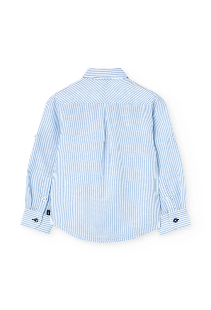 Chemise en popeline pour garçon de couleur bleue à rayures.