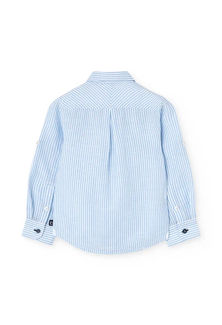 Boys\' striped blue poplin shirt