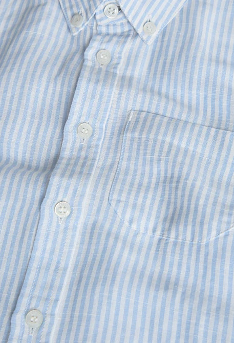 Boys\' striped blue poplin shirt