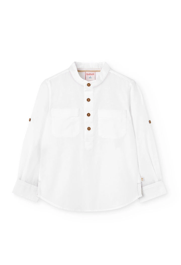 Chemise en popeline pour garçon de couleur blanche.