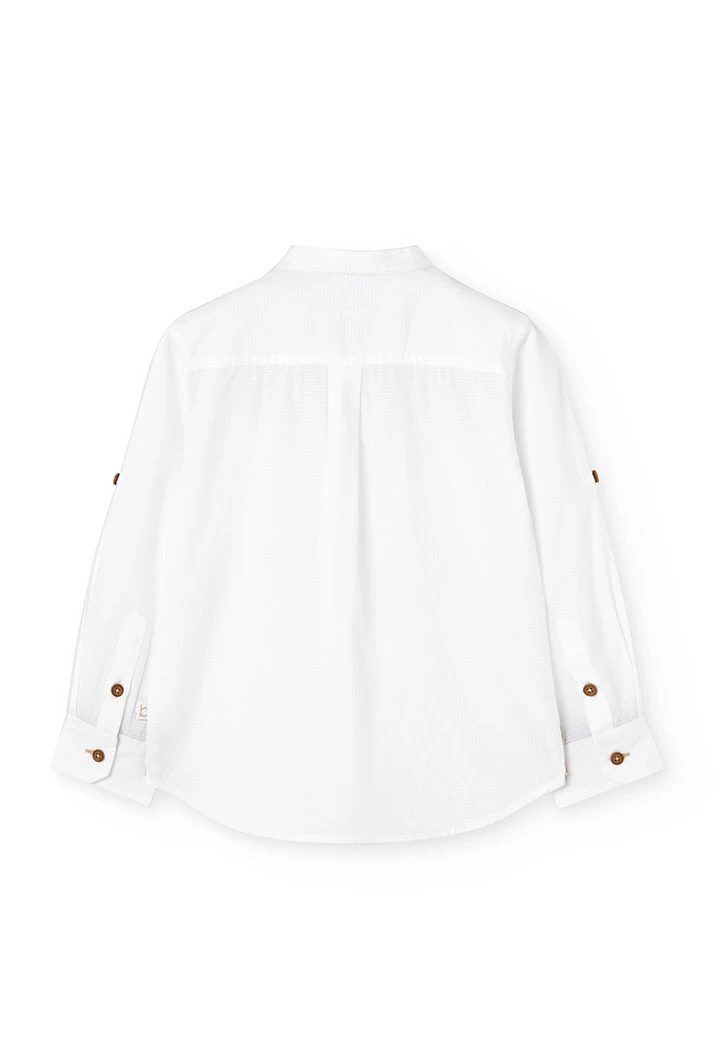 Chemise en popeline pour garçon de couleur blanche.