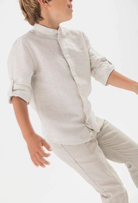 Camicia in popeline per bambino di colore bianco