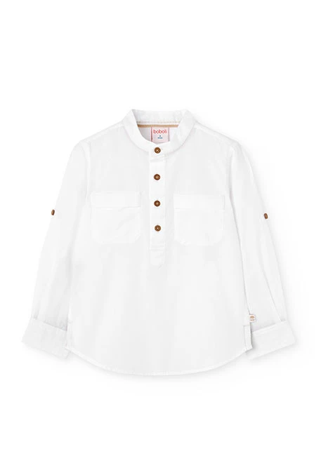 Camisa de popelín para niño en color blanco