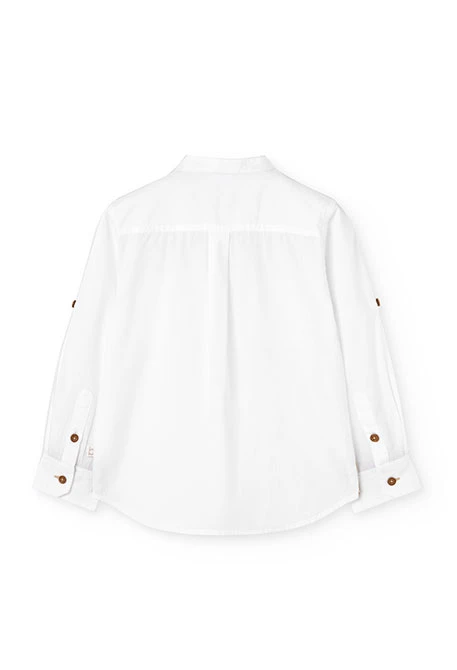 Camisa de popelín para niño en color blanco