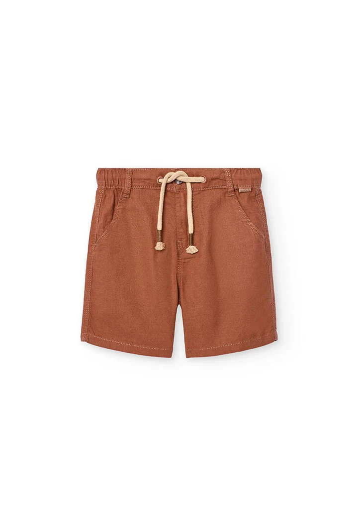 Bermuda di lino per bambino colore marrone