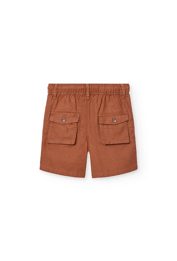 Bermuda di lino per bambino colore marrone