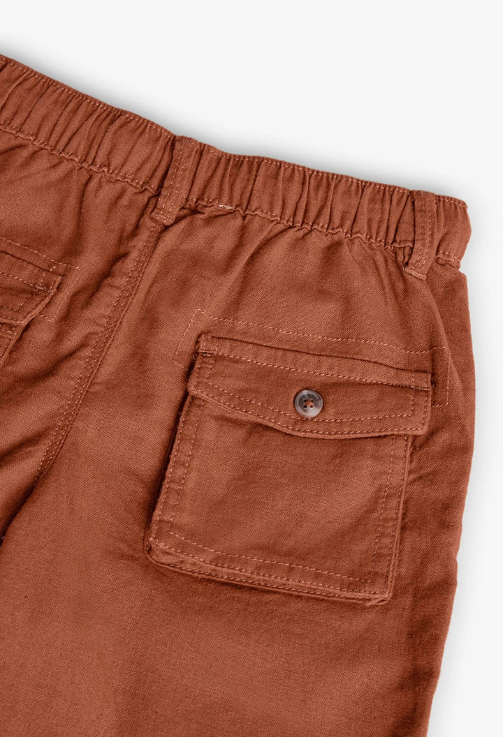 Bermuda di lino per bambino colore marrone