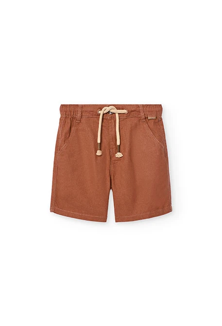 Bermudas de linho para menino em cor castanha