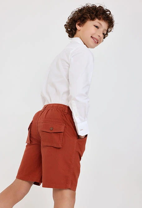 Linen shorts for boy in brown colour