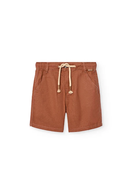 Linen shorts for boy in brown colour