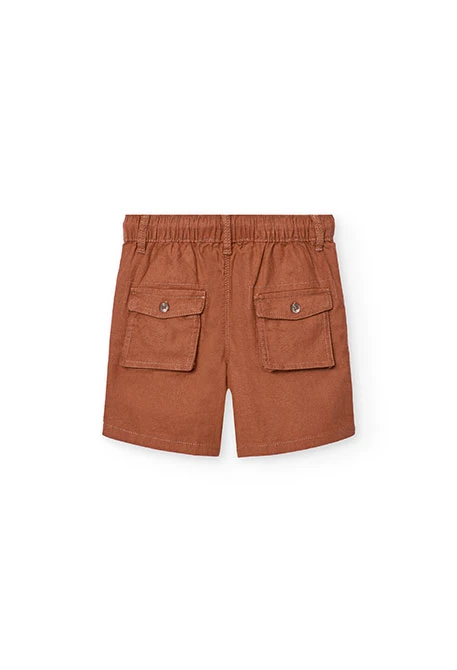 Linen shorts for boy in brown colour