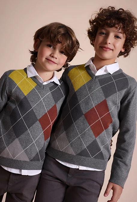 Jersey niño rombos gris