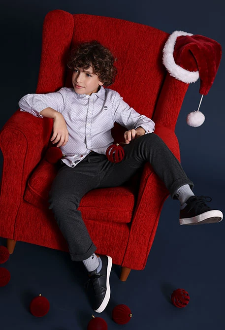 Pantaloni bambino maglia grigio scuro