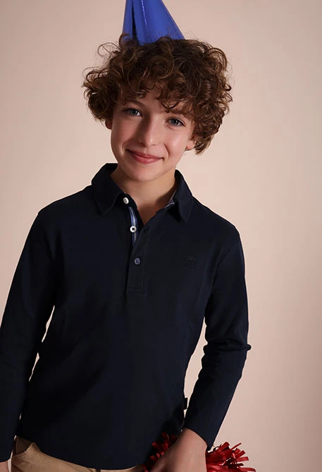 Polo garçon bleu marine