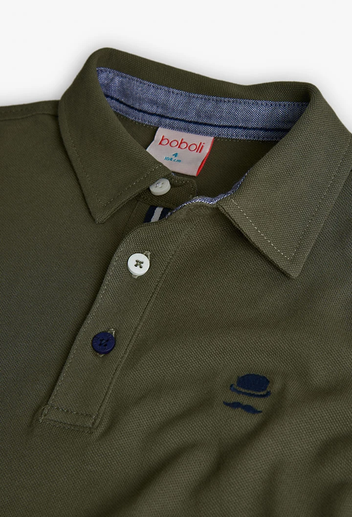 Olive green polo shirt for boy