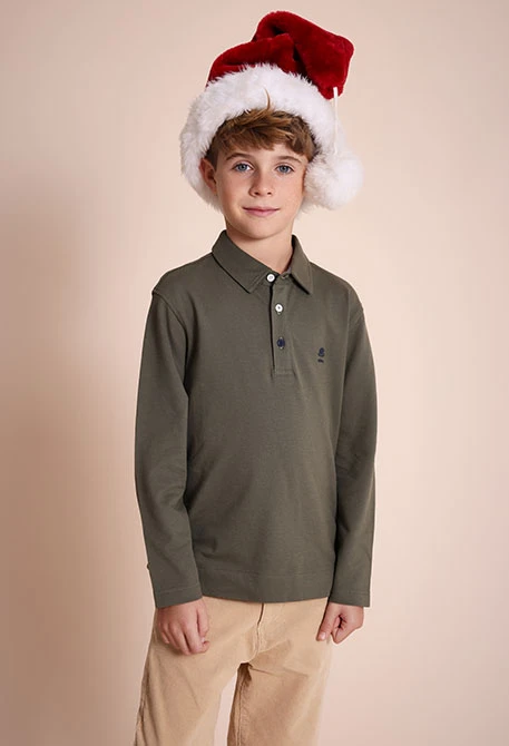 Polo bambino verde oliva