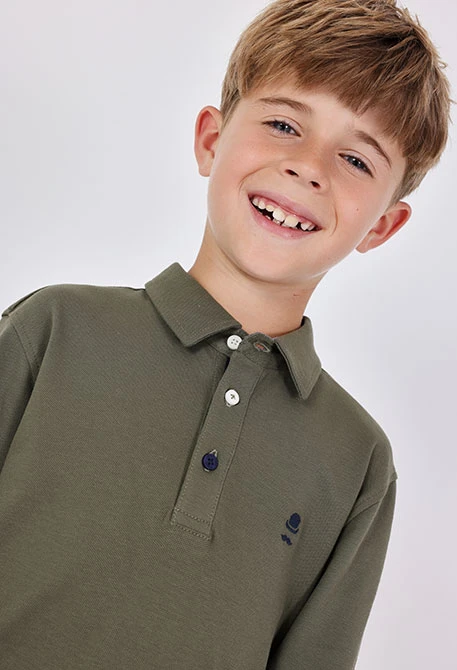 Olive green polo shirt for boy