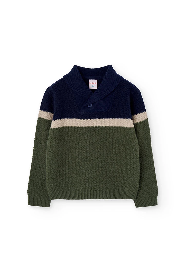 Grüner gestreifter Pullover für Jungen