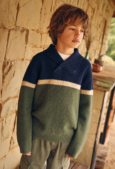 Green striped jumper for boy