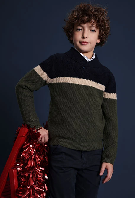 Maglione bambino a righe verdi