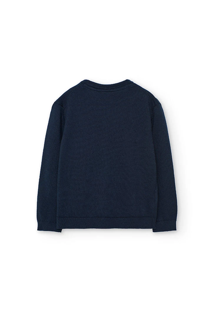 Pull garçon imprimé géométrique bleu